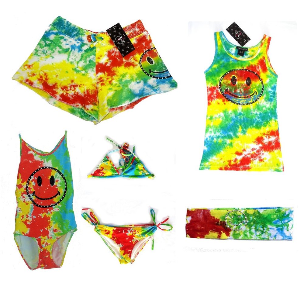 NWT Flowers by Zoe beach set shorts, tank top, bathing suit, bikini & headband